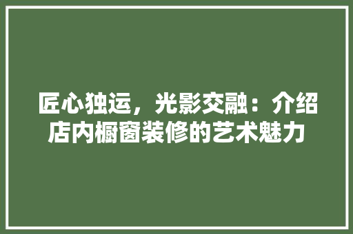 匠心独运，光影交融：介绍店内橱窗装修的艺术魅力