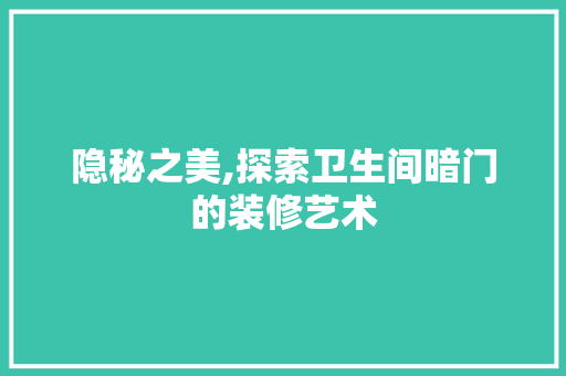 隐秘之美,探索卫生间暗门的装修艺术