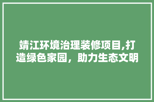 靖江环境治理装修项目,打造绿色家园，助力生态文明