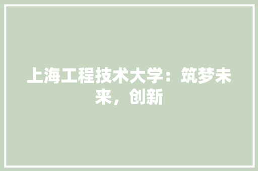 上海工程技术大学：筑梦未来，创新 家居装修