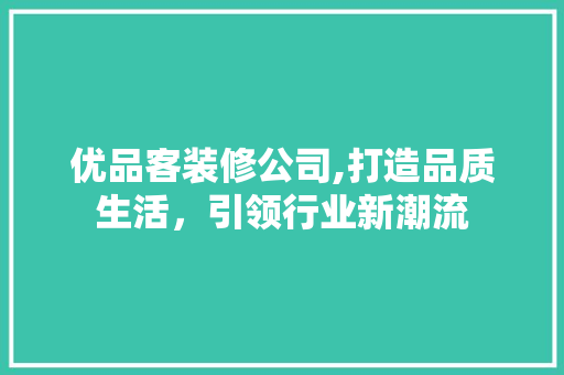 优品客装修公司,打造品质生活，引领行业新潮流 现代风格装饰