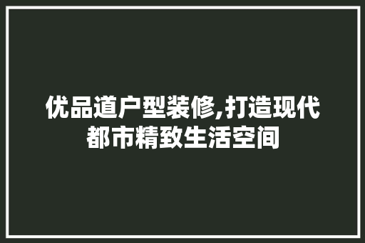 优品道户型装修,打造现代都市精致生活空间 家居装修