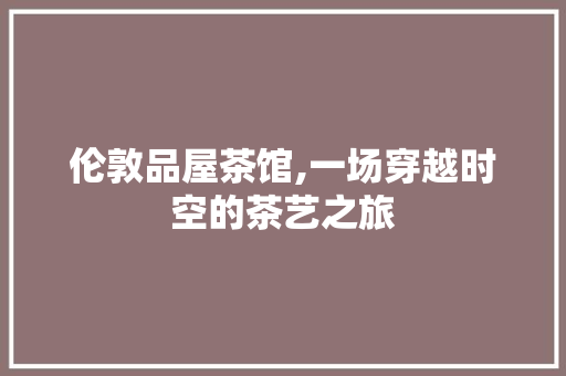 伦敦品屋茶馆,一场穿越时空的茶艺之旅