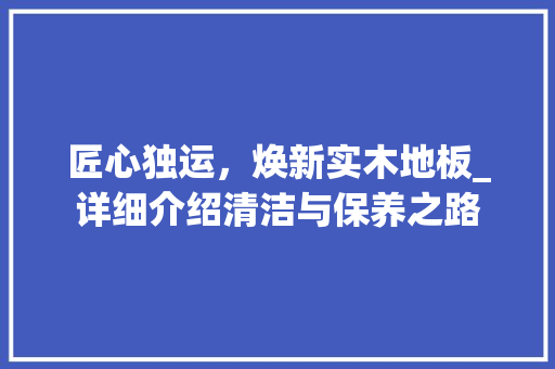 匠心独运，焕新实木地板_详细介绍清洁与保养之路
