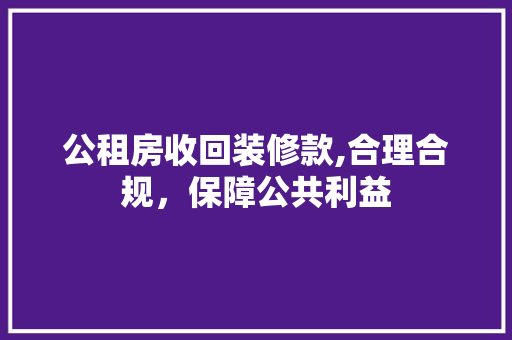 公租房收回装修款,合理合规，保障公共利益 木雕艺术