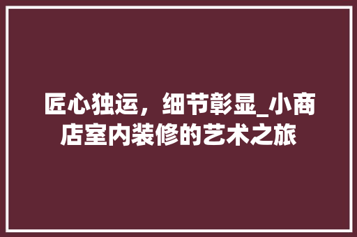 匠心独运，细节彰显_小商店室内装修的艺术之旅 家居装修