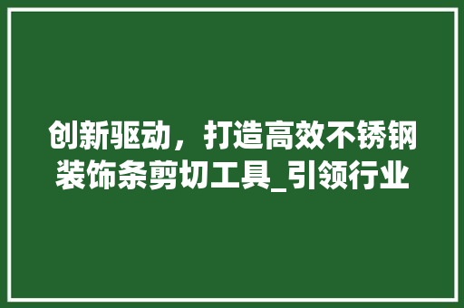 创新驱动，打造高效不锈钢装饰条剪切工具_引领行业变革 现代风格装饰