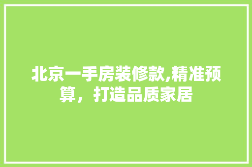 北京一手房装修款,精准预算，打造品质家居 卧室装修