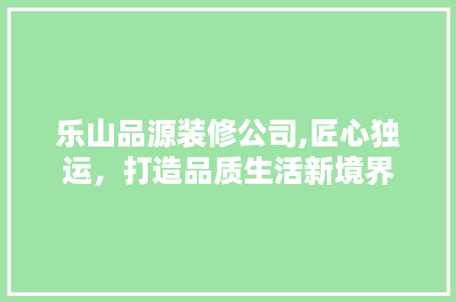 乐山品源装修公司,匠心独运，打造品质生活新境界 软装设计