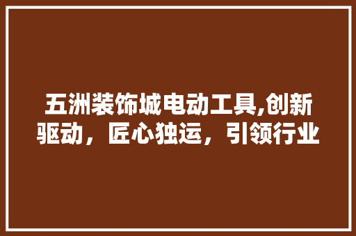 五洲装饰城电动工具,创新驱动，匠心独运，引领行业发展新风向 木雕艺术