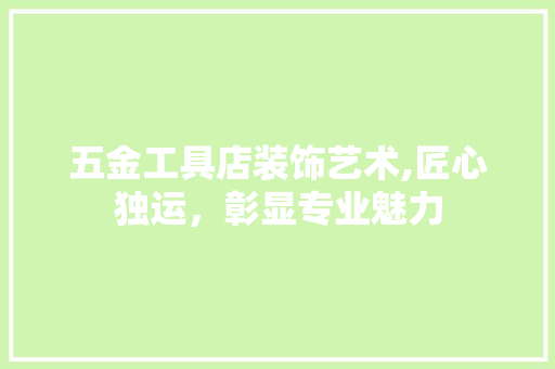 五金工具店装饰艺术,匠心独运，彰显专业魅力 家居装修
