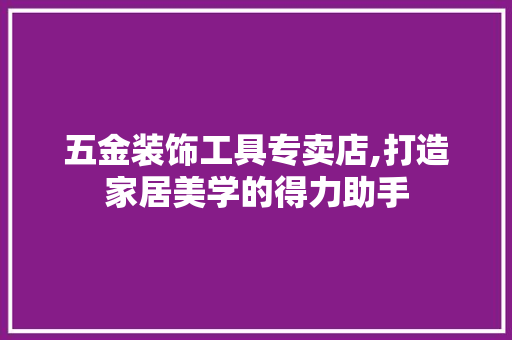 五金装饰工具专卖店,打造家居美学的得力助手 中式风格装饰