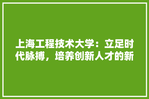 上海工程技术大学：立足时代脉搏，培养创新人才的新航标 家居装修