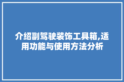 介绍副驾驶装饰工具箱,适用功能与使用方法分析 木雕艺术