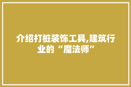 介绍打桩装饰工具,建筑行业的“魔法师” 卧室装修