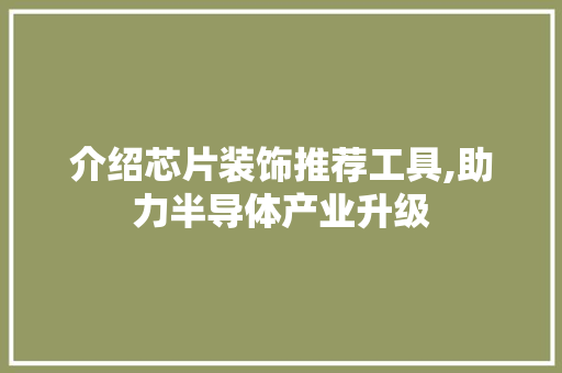 介绍芯片装饰推荐工具,助力半导体产业升级