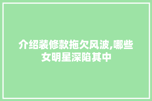 介绍装修款拖欠风波,哪些女明星深陷其中 客厅装修