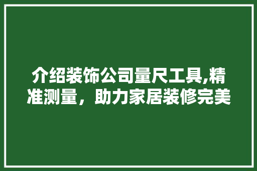 介绍装饰公司量尺工具,精准测量，助力家居装修完美呈现
