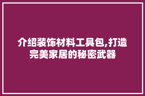 介绍装饰材料工具包,打造完美家居的秘密武器 客厅装修