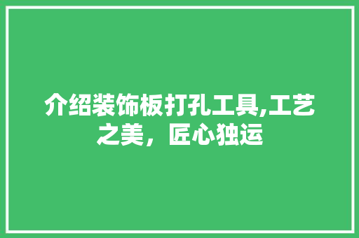 介绍装饰板打孔工具,工艺之美，匠心独运 软装设计
