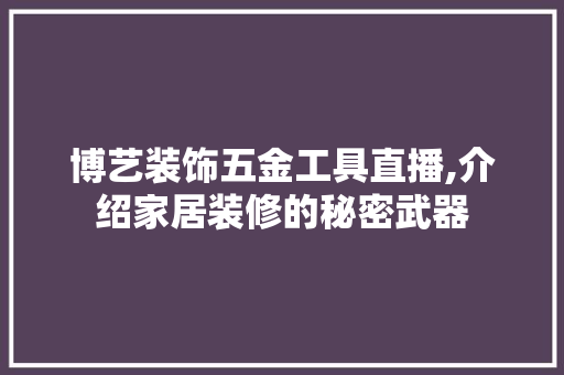 博艺装饰五金工具直播,介绍家居装修的秘密武器 现代风格装饰
