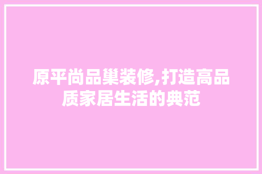 原平尚品巢装修,打造高品质家居生活的典范