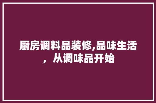 厨房调料品装修,品味生活，从调味品开始