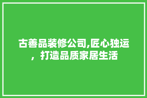 古善品装修公司,匠心独运，打造品质家居生活 软装设计