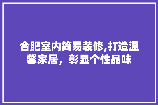 合肥室内简易装修,打造温馨家居，彰显个性品味 家居装修