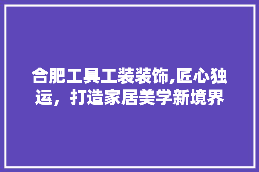 合肥工具工装装饰,匠心独运，打造家居美学新境界 现代风格装饰