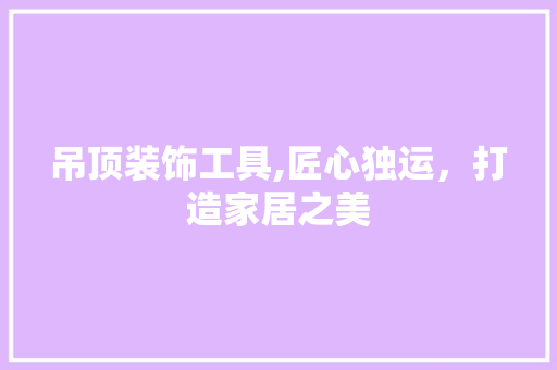 吊顶装饰工具,匠心独运，打造家居之美 中式风格装饰