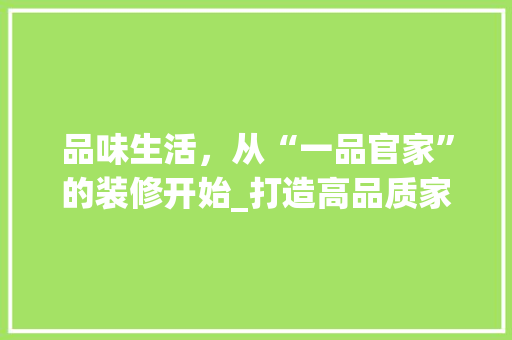 品味生活，从“一品官家”的装修开始_打造高品质家居空间的艺术之旅 现代风格装饰