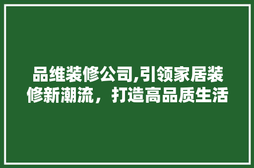 品维装修公司,引领家居装修新潮流，打造高品质生活空间 现代风格装饰