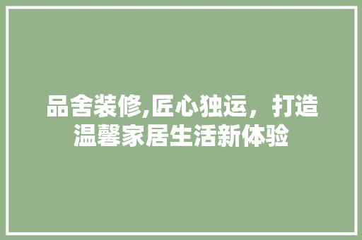 品舍装修,匠心独运，打造温馨家居生活新体验 木雕艺术