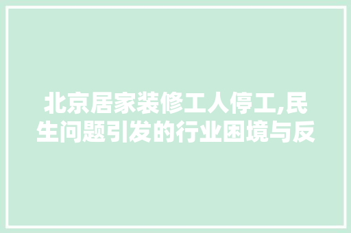 北京居家装修工人停工,民生问题引发的行业困境与反思
