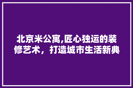 北京米公寓,匠心独运的装修艺术，打造城市生活新典范 室内设计