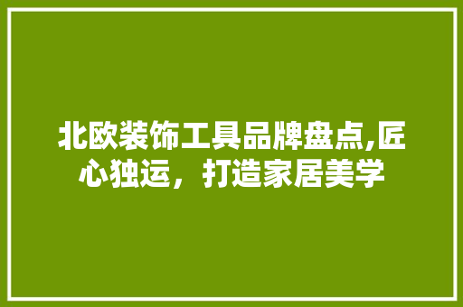 北欧装饰工具品牌盘点,匠心独运，打造家居美学 现代风格装饰