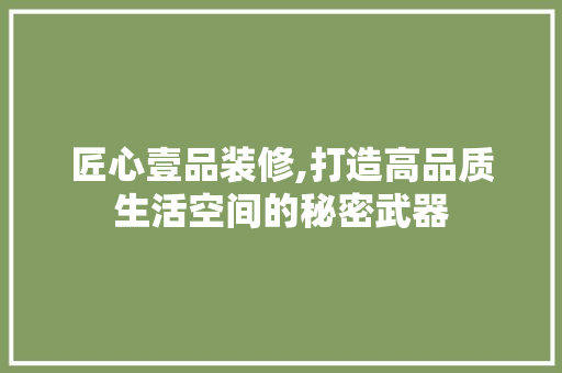 匠心壹品装修,打造高品质生活空间的秘密武器 地板材料