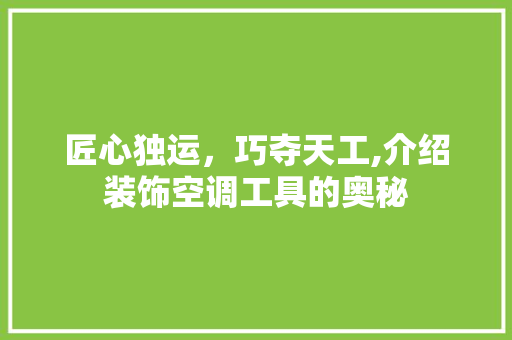 匠心独运，巧夺天工,介绍装饰空调工具的奥秘 卧室装修