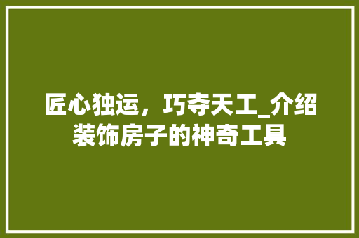 匠心独运，巧夺天工_介绍装饰房子的神奇工具 客厅装修