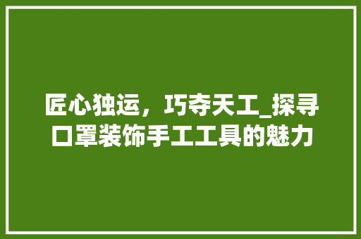 匠心独运，巧夺天工_探寻口罩装饰手工工具的魅力 现代风格装饰