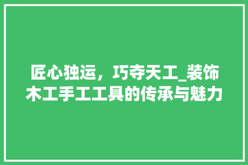 匠心独运，巧夺天工_装饰木工手工工具的传承与魅力 客厅装修