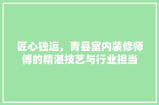 匠心独运，青县室内装修师傅的精湛技艺与行业担当 家居装修