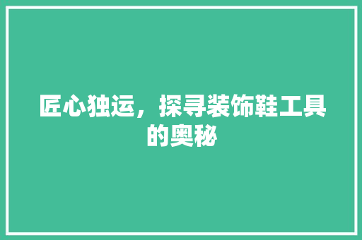 匠心独运，探寻装饰鞋工具的奥秘