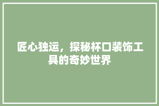 匠心独运，探秘杯口装饰工具的奇妙世界 现代风格装饰