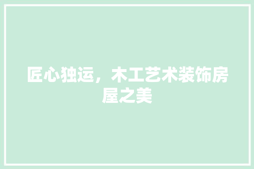 匠心独运，木工艺术装饰房屋之美 软装设计