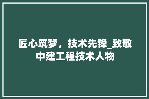 匠心筑梦，技术先锋_致敬中建工程技术人物 家居装修