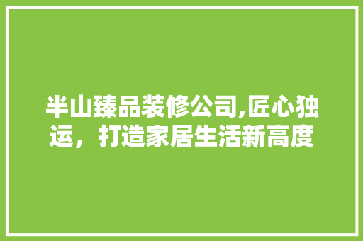 半山臻品装修公司,匠心独运，打造家居生活新高度