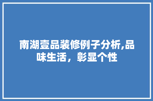 南湖壹品装修例子分析,品味生活，彰显个性 卧室装修