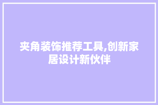 夹角装饰推荐工具,创新家居设计新伙伴 地板材料